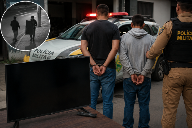 Arrombaram a casa, levaram a TV e foram traídos pelas próprias imagens: dupla acaba presa em Guarapuava